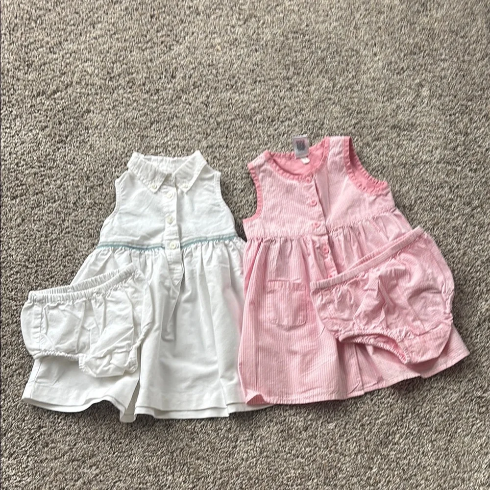 Vintage Baby GAP White and Pink Gingham Sleeveless sundresses
